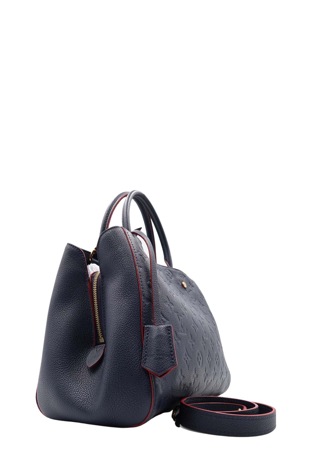 Louis Vuitton, Bags, Montaigne Mm Monogram Empreinte Leather Marine Rouge  Navy
