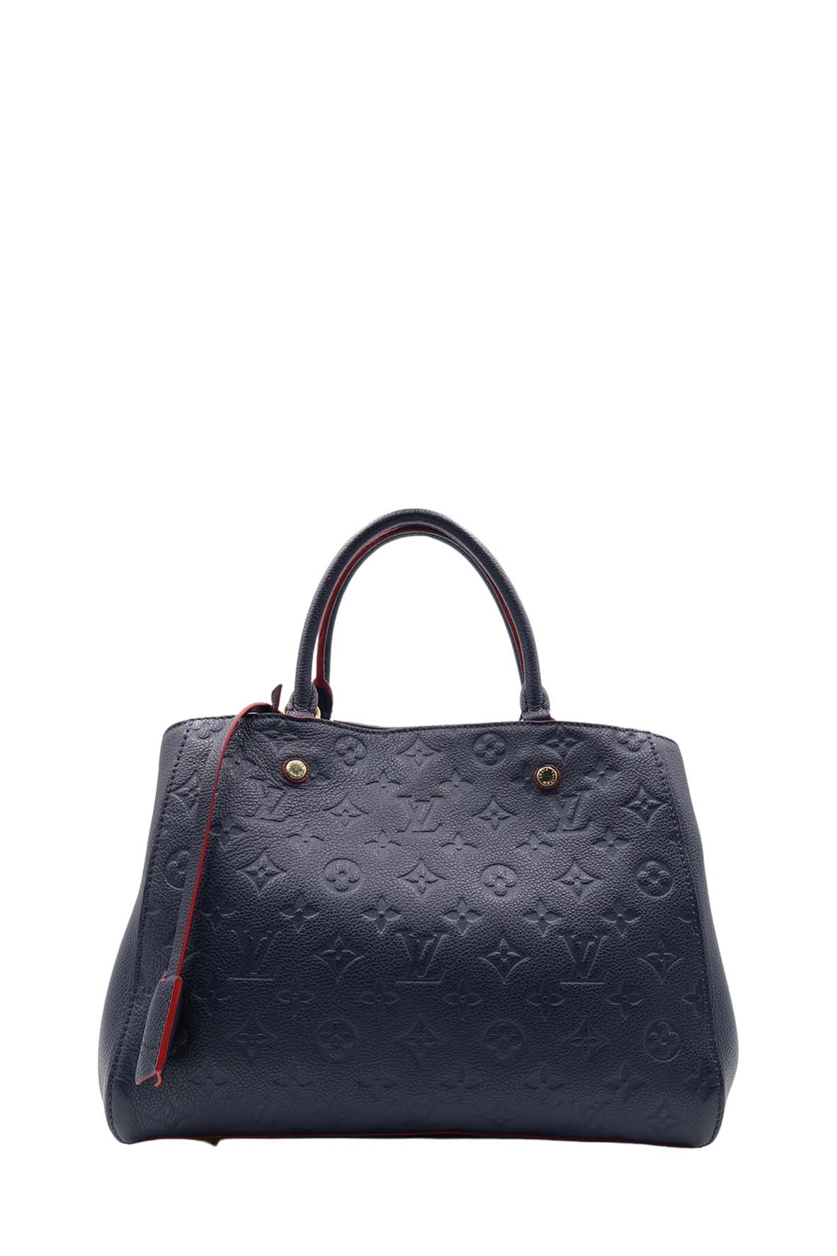 Louis Vuitton, Bags, Louis Vuitton Montaigne Mm Navy Blue Red Victorine  Wallet Empreinte Leather