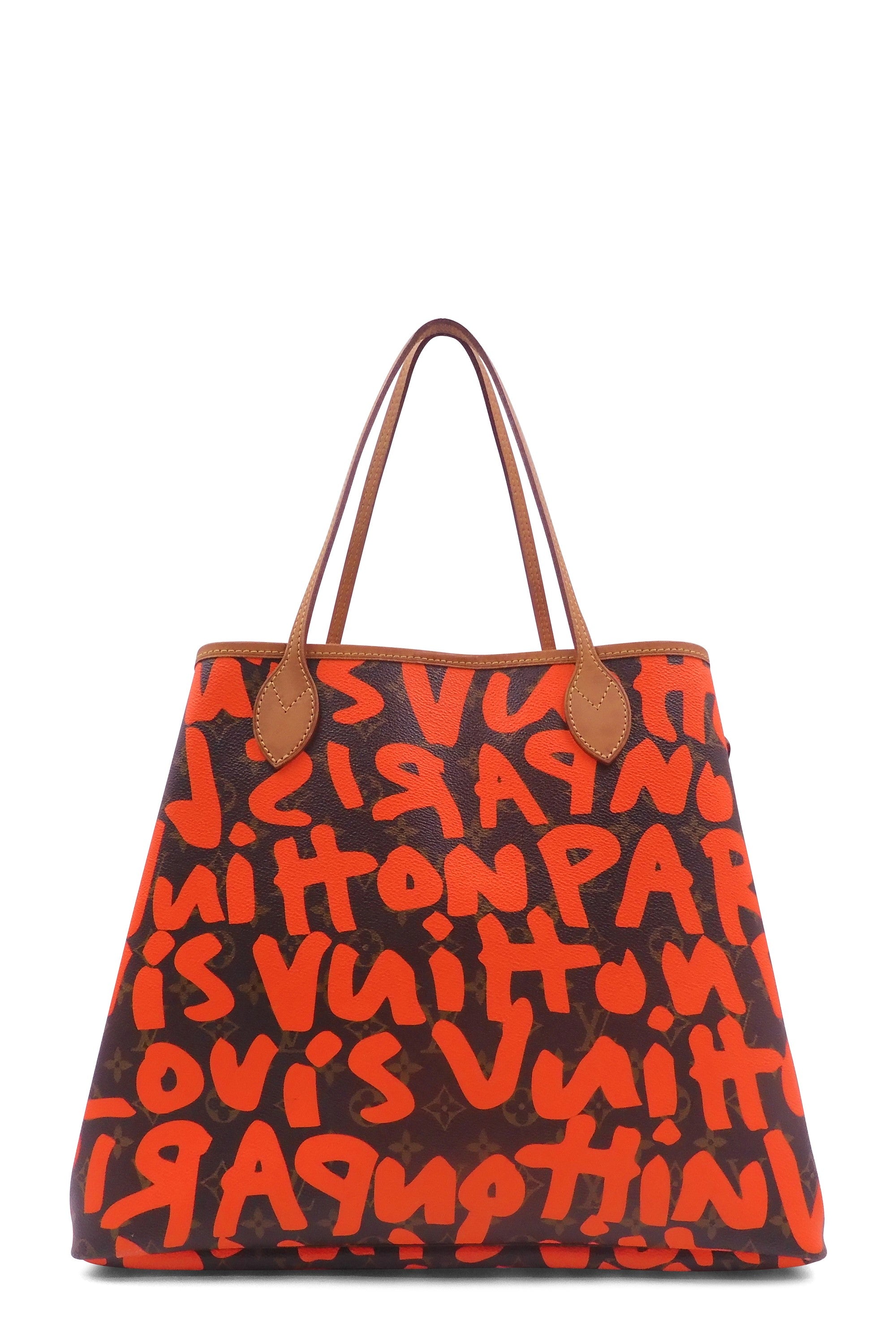 Louis Vuitton LV Neverfull GM Tote Bag Orange Monogram Graffiti Auth M93702