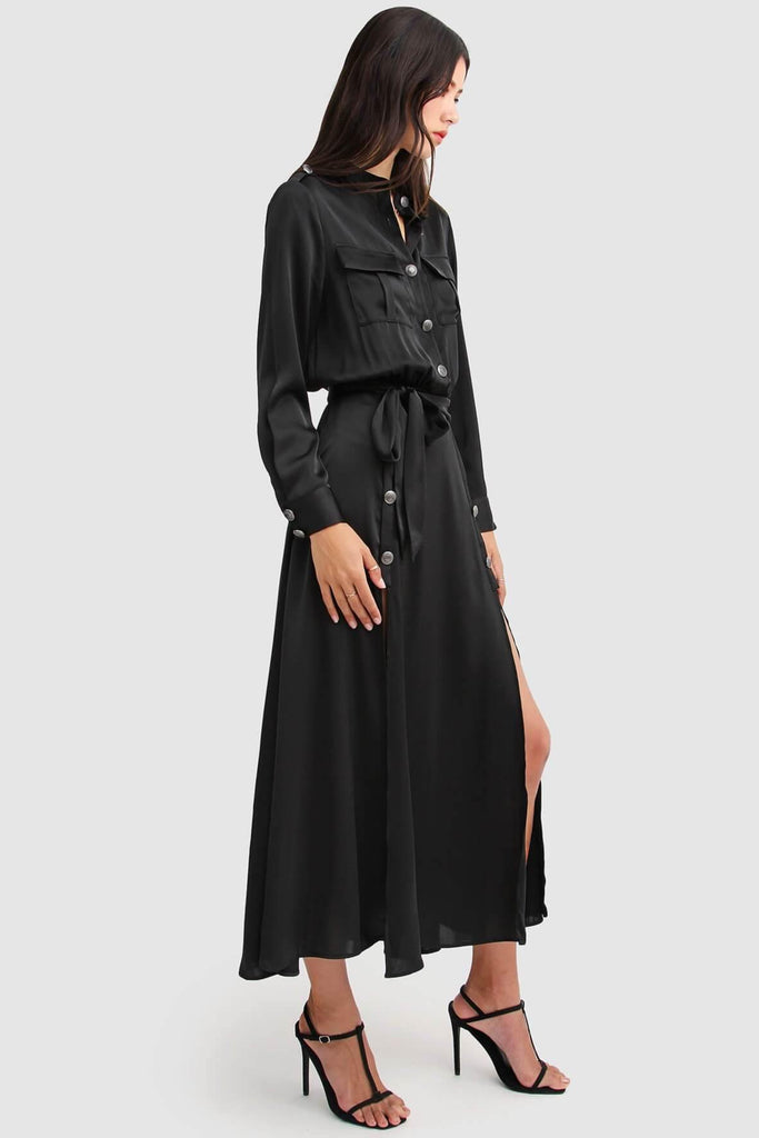 Lover To Lover Maxi Shirt Dress in Black - Second Edit