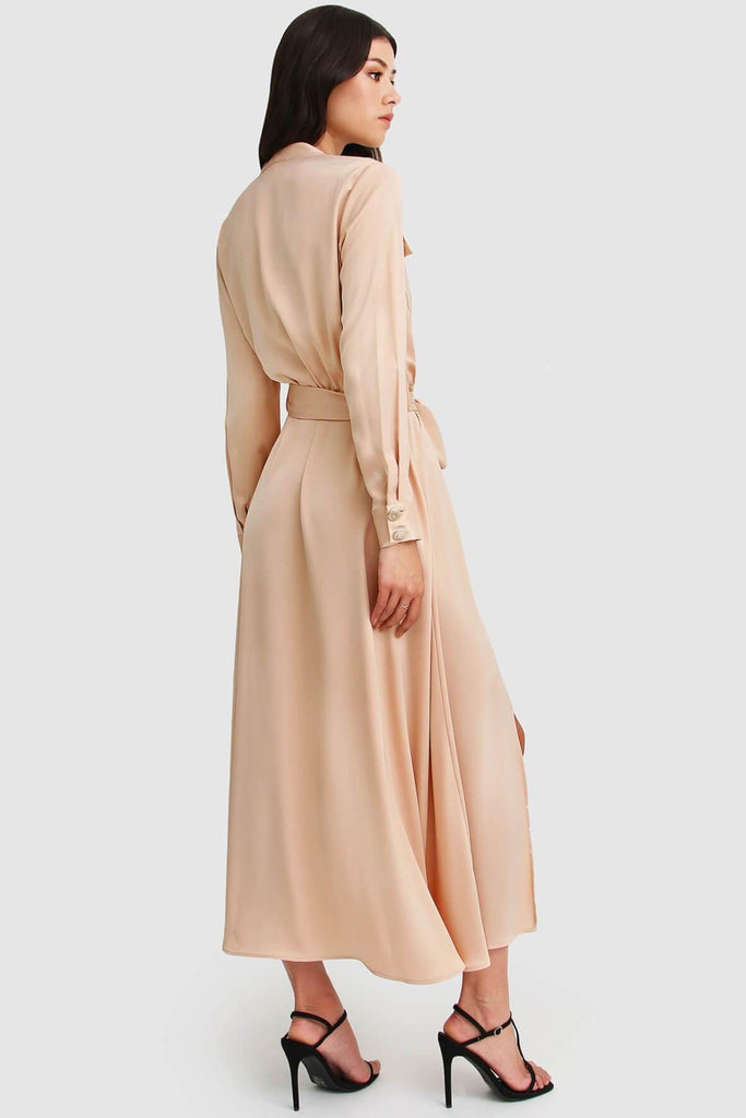 Lover To Lover Maxi Shirt Dress in Champagne - Second Edit