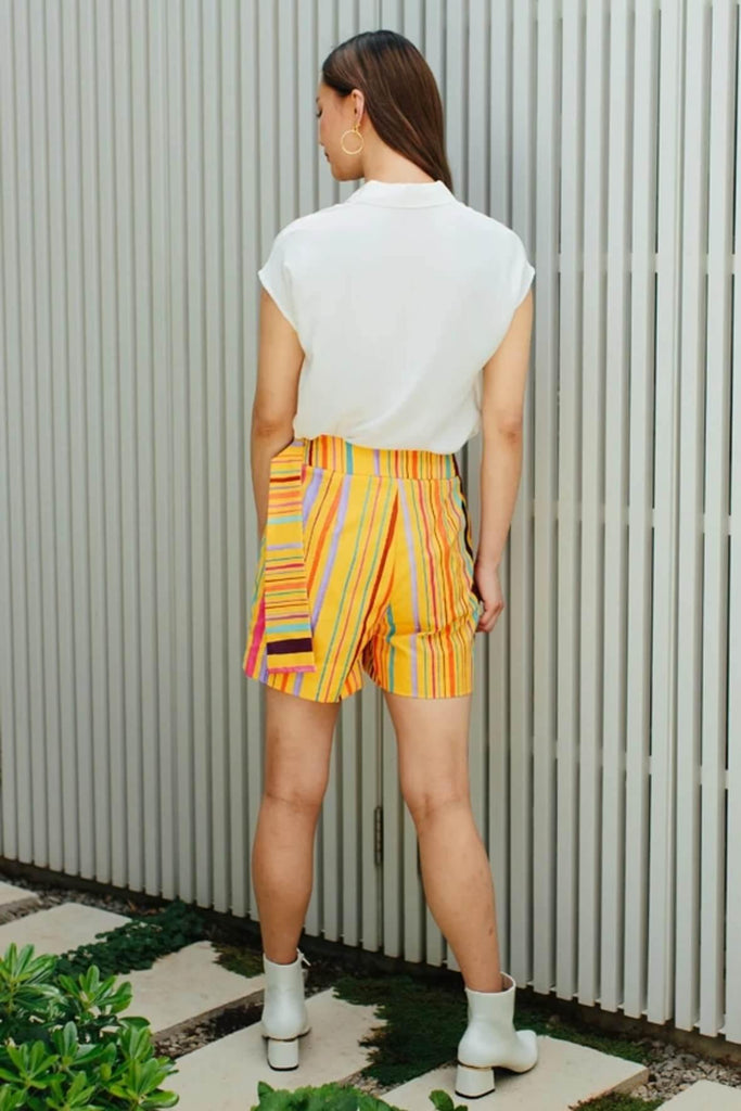 Shop preloved and authentic Ain't It Fun Shorts in Yellow Lines Clothing by Minor Miracles from Second Edit