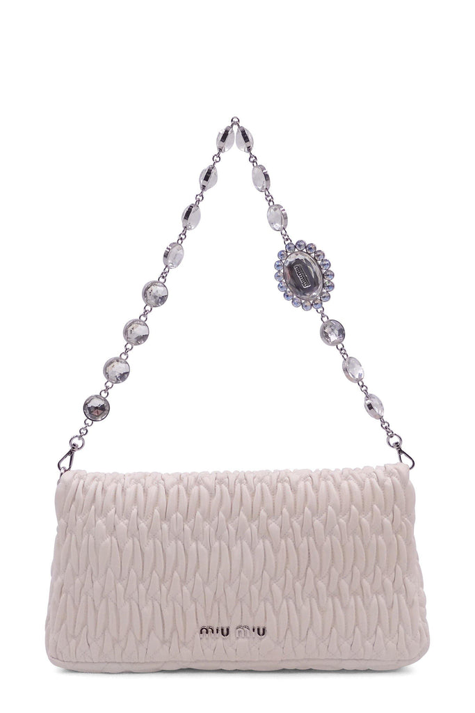 Crystal Cloque Nappa Leather Bag Bianco - Second Edit
