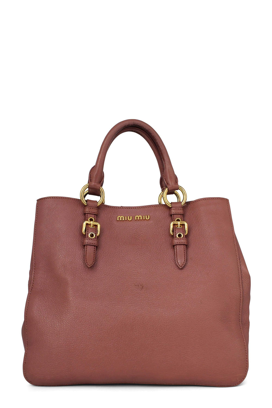 Miu Miu Brown Madras Leather Shopping Tote