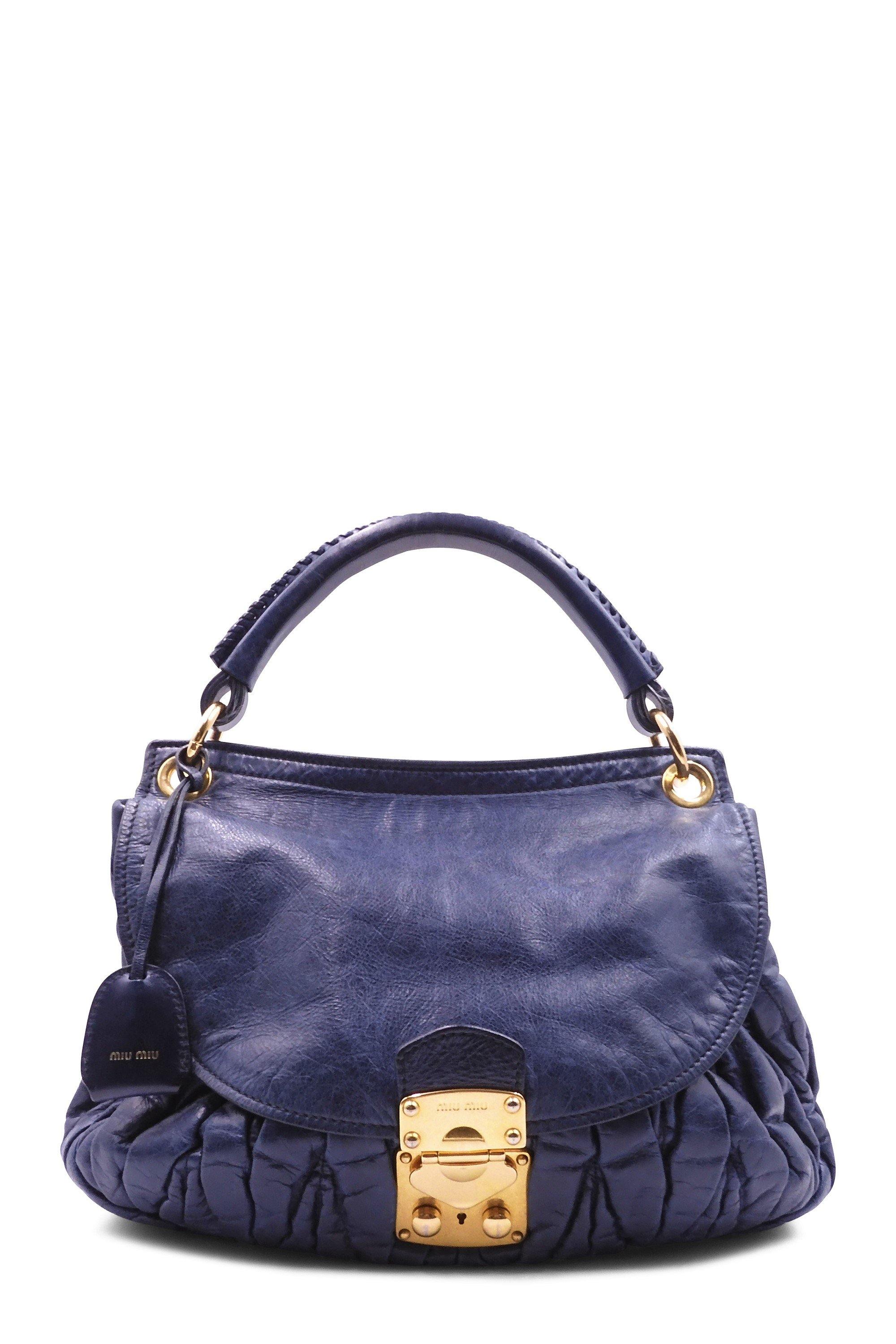 Buy Authentic, Preloved Miu Miu Matelasse Coffer Hobo Bag Blue