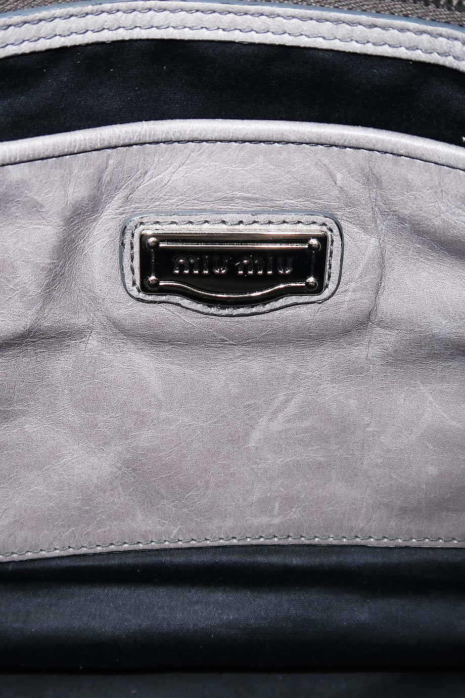 MIU MIU Vitello Lux Mini Bow Bag Grey 584617