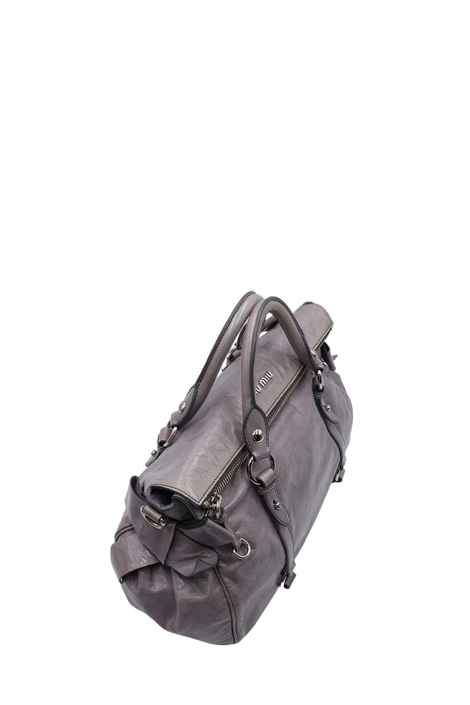 Buy Authentic, Preloved Miu Miu Vitello Lux Bow Satchel Grey Bags from  Second Edit by Style Theory