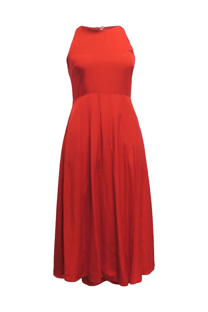 Open Back Midi Dress in Red - Second Edit