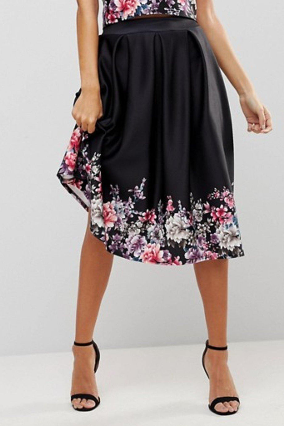 Buy Authentic Preloved Paper Dolls Border Floral Print Midi Skirt from Second Edit by Style Theory