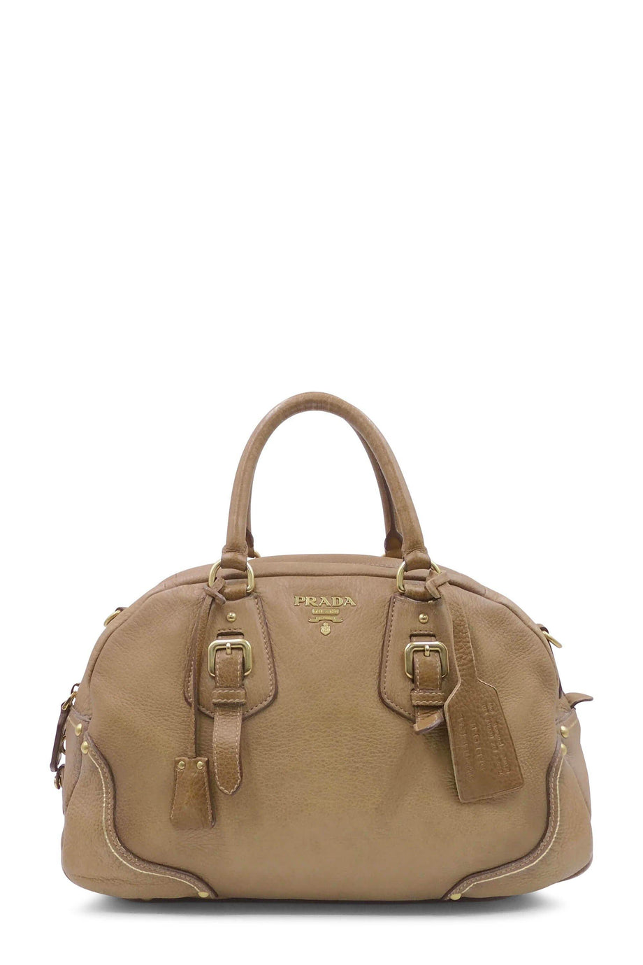 Brown Prada Cervo Antik Bowler Bag Satchel – Designer Revival