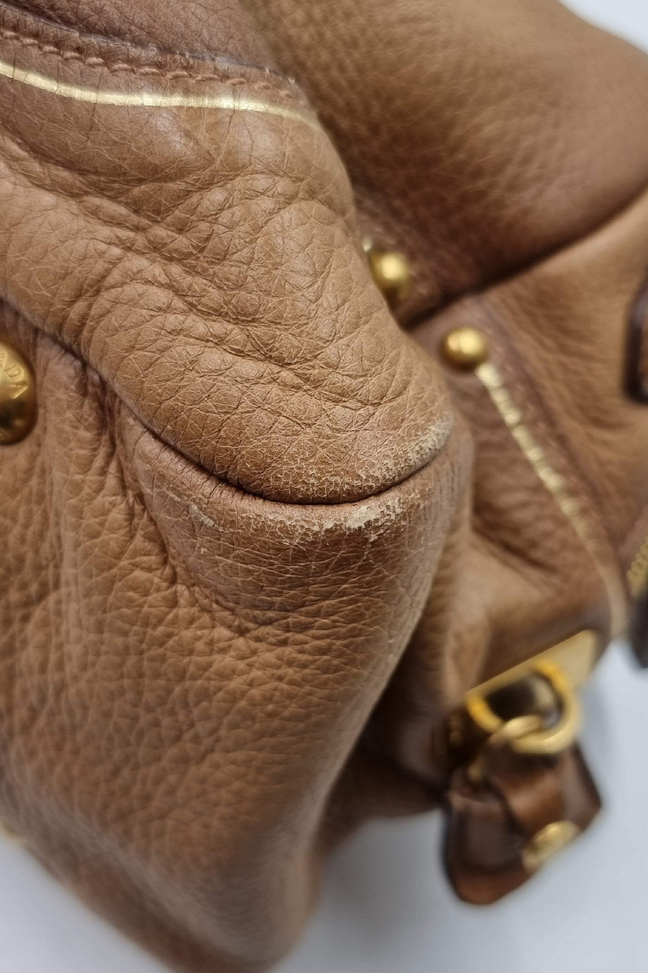 Buy Authentic, Preloved Prada Cervo Antik Bowler Bag Light Brown Bags from  Second Edit by Style Theory