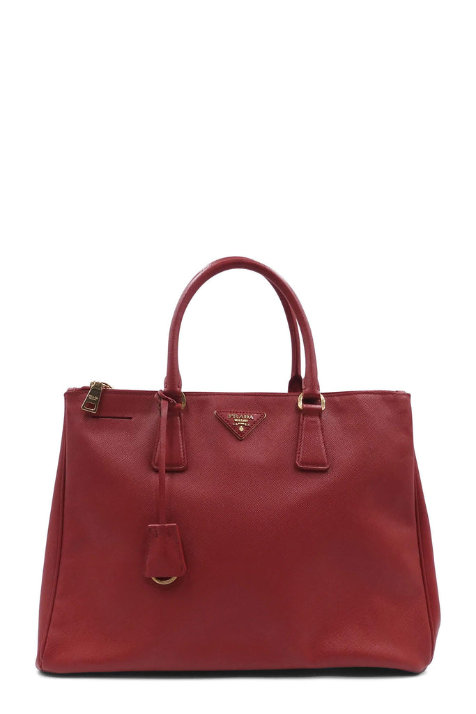 Large Saffiano Lux Double Zip Tote Red - Second Edit