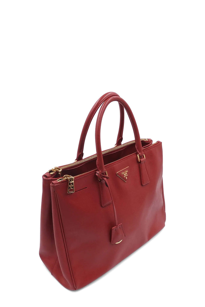 Large Saffiano Lux Double Zip Tote Red - Second Edit