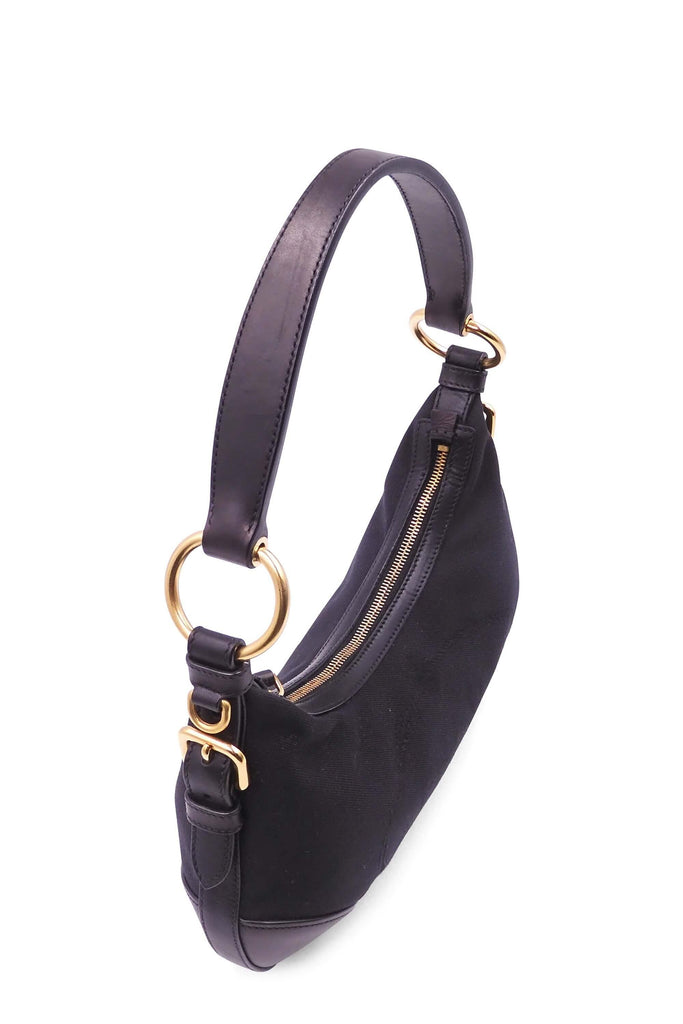Prada Leather-Trimmed Tessuto Shoulder Bag Black - Style Theory Shop