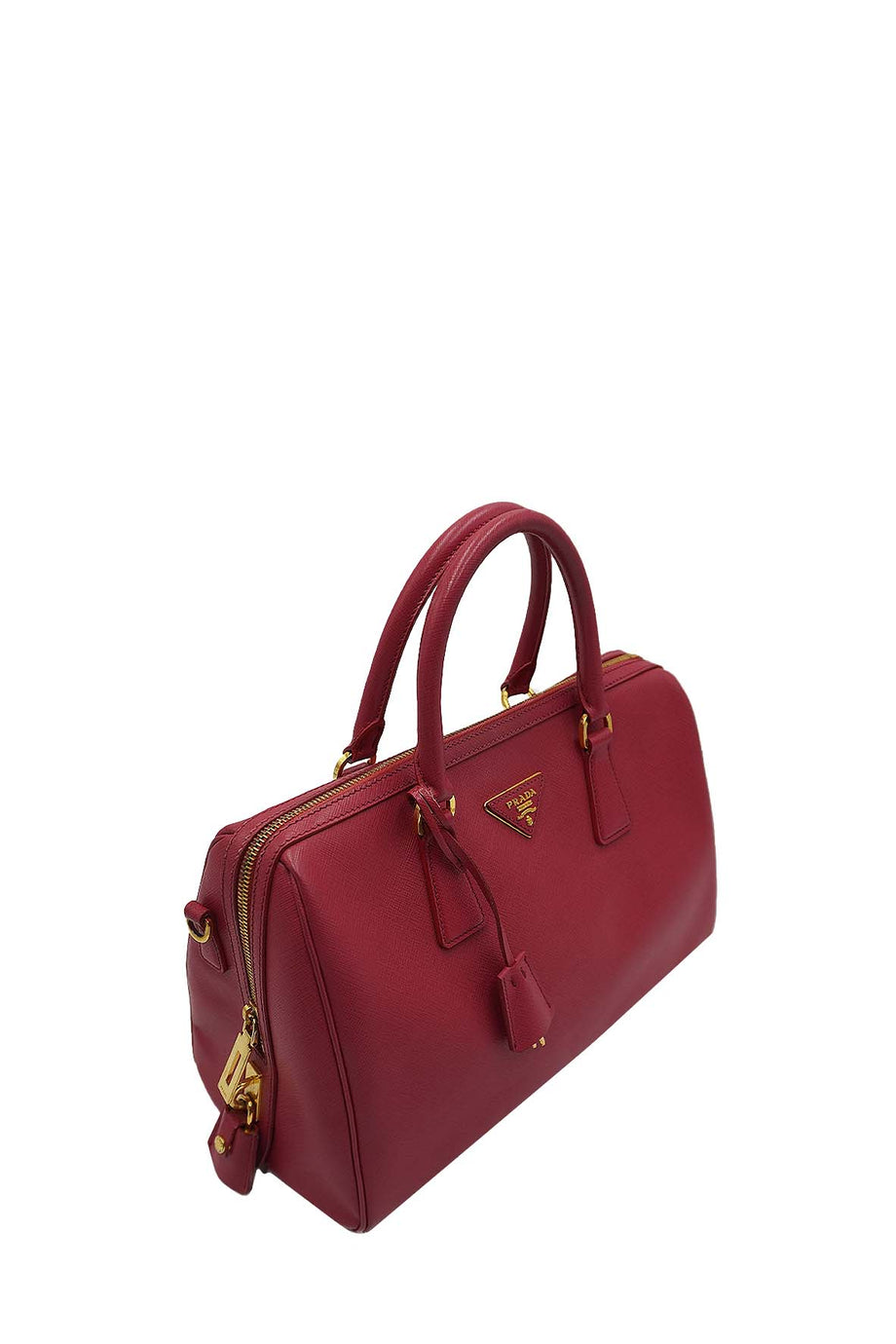 Medium Lux Convertible Boston Bag Saffiano Leather Fuchsia Second Edit