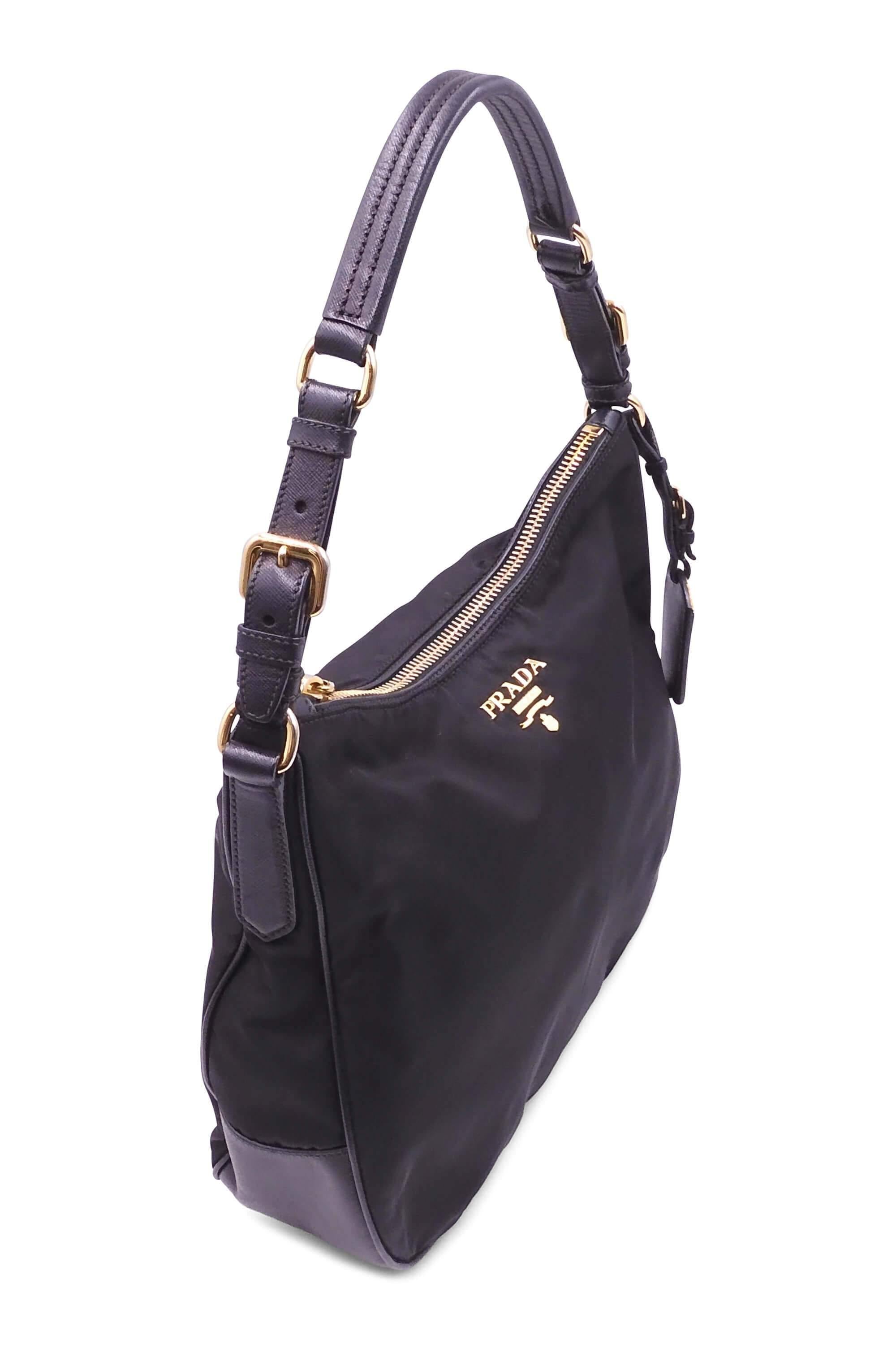 Prada Black Nylon Leather Shoulder Bag – Another Life NY