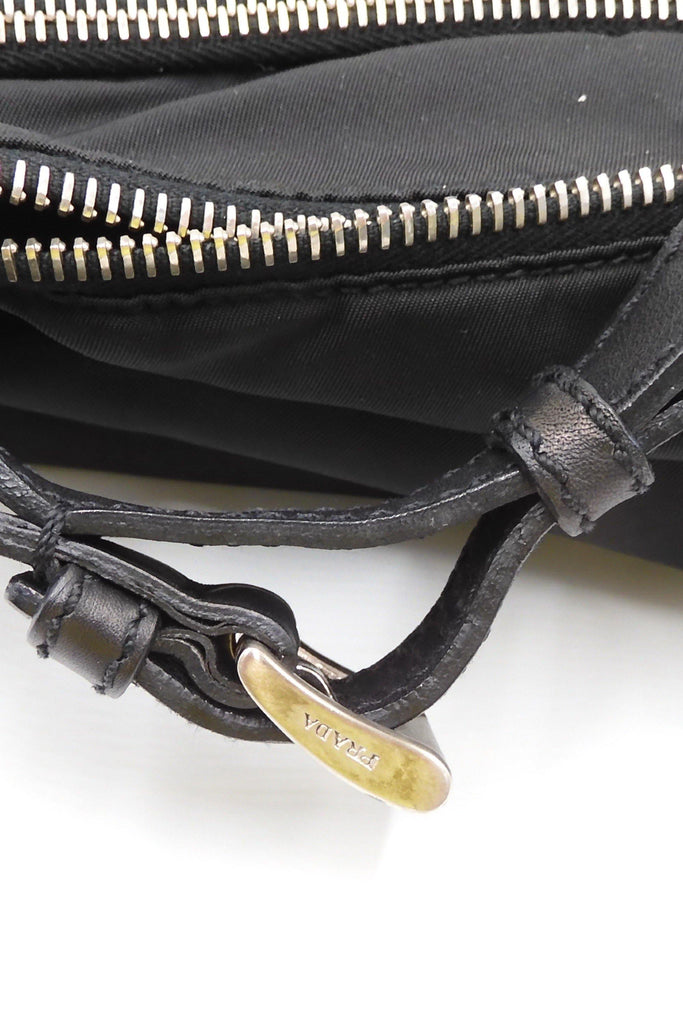 Prada Nylon Zip Shoulder Bag with Front Pocket Black - Style Theory Shop