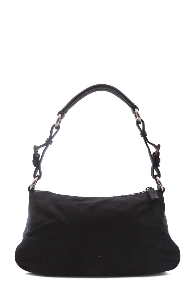 Prada Nylon Zip Shoulder Bag with Front Pocket Black - Style Theory Shop