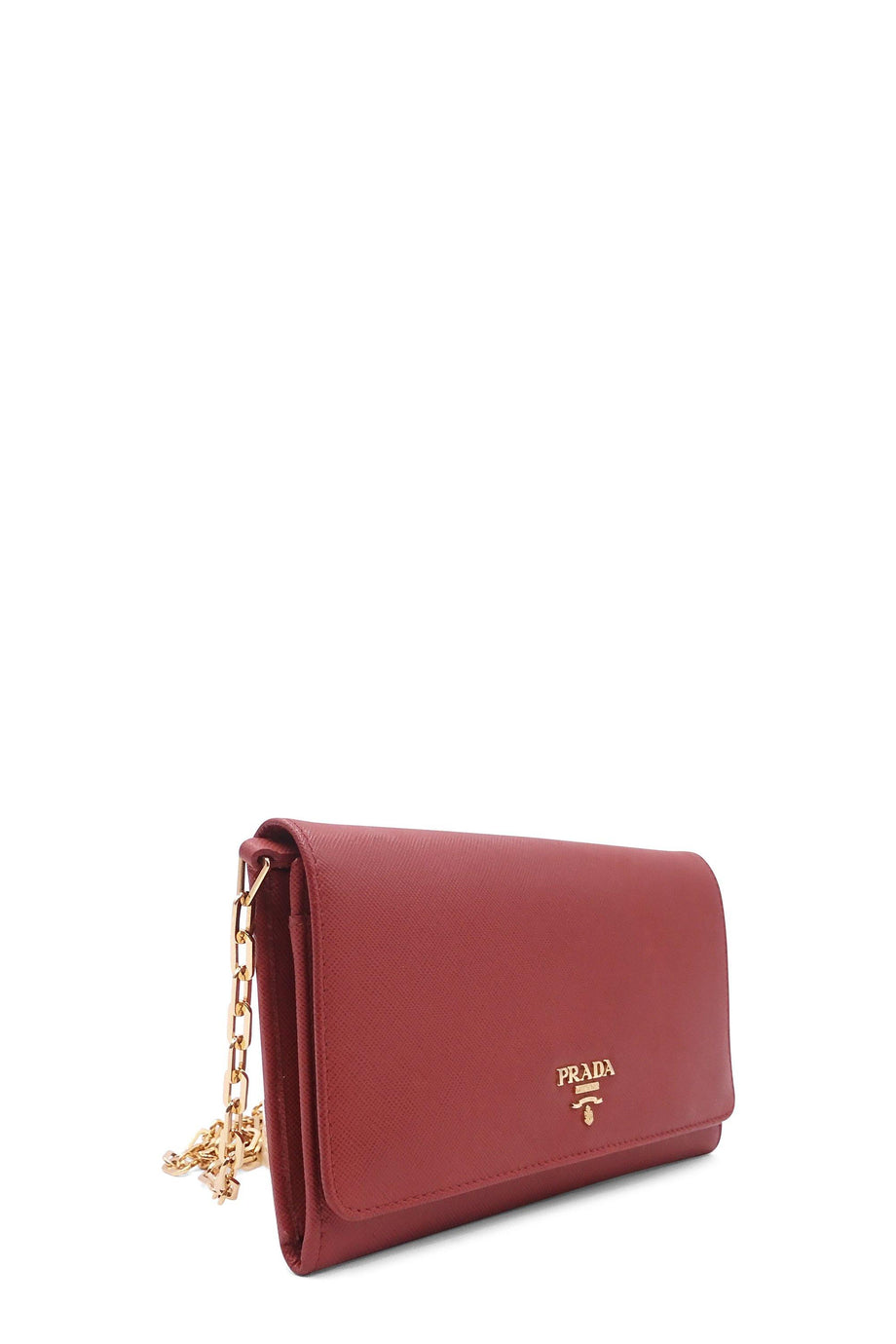 Prada saffiano leather wallet on online chain