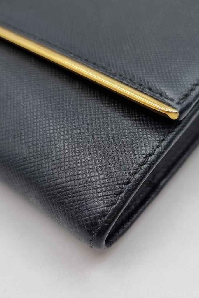 Saffiano Metal Folded Wallet Black - Second Edit