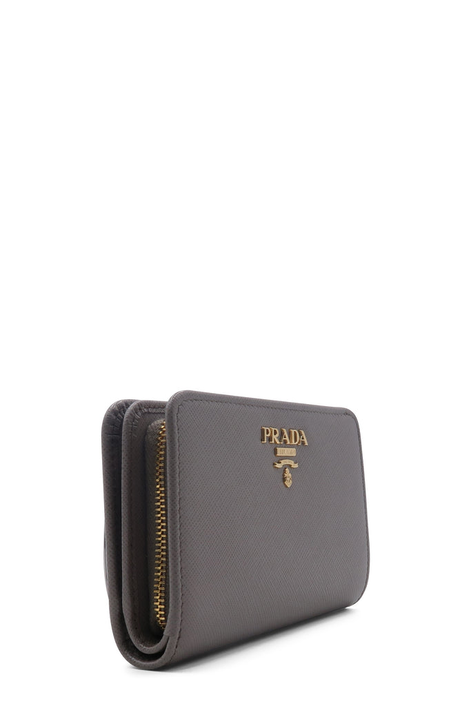 Prada Saffiano Metal Leather Long Bifold Wallet Nero Black
