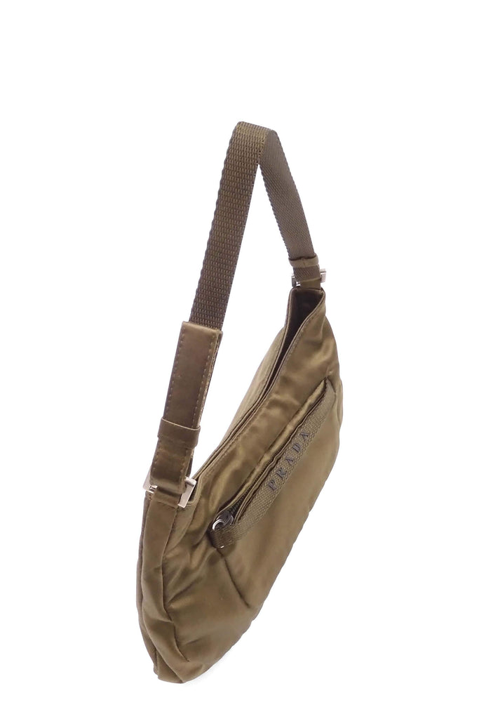 Prada Satin Shoulder Bag Army - Style Theory Shop