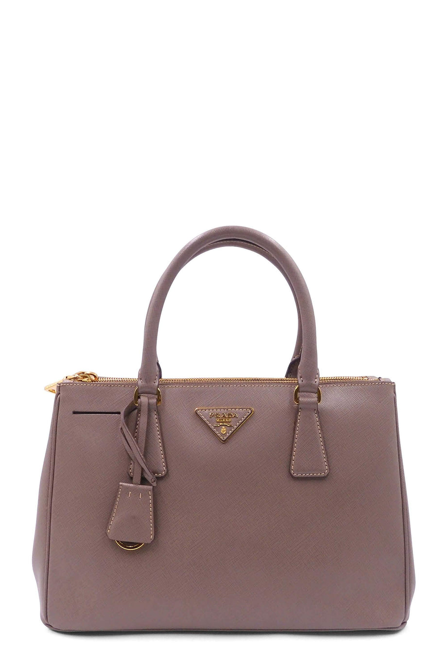 Prada Argilla Saffiano Lux Leather Small Tote Bag