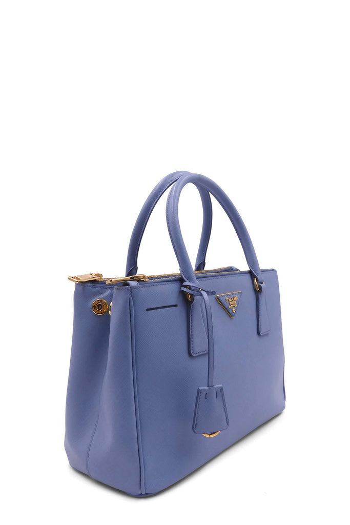 Prada Small Saffiano Lux Double Zip Tote Sky Blue - Style Theory Shop