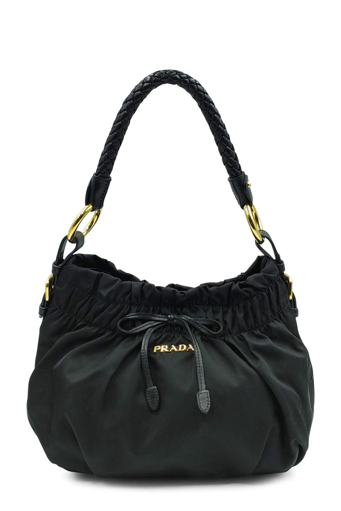 Prada Tessuto Bow Shoulder Bag Black - Style Theory Shop