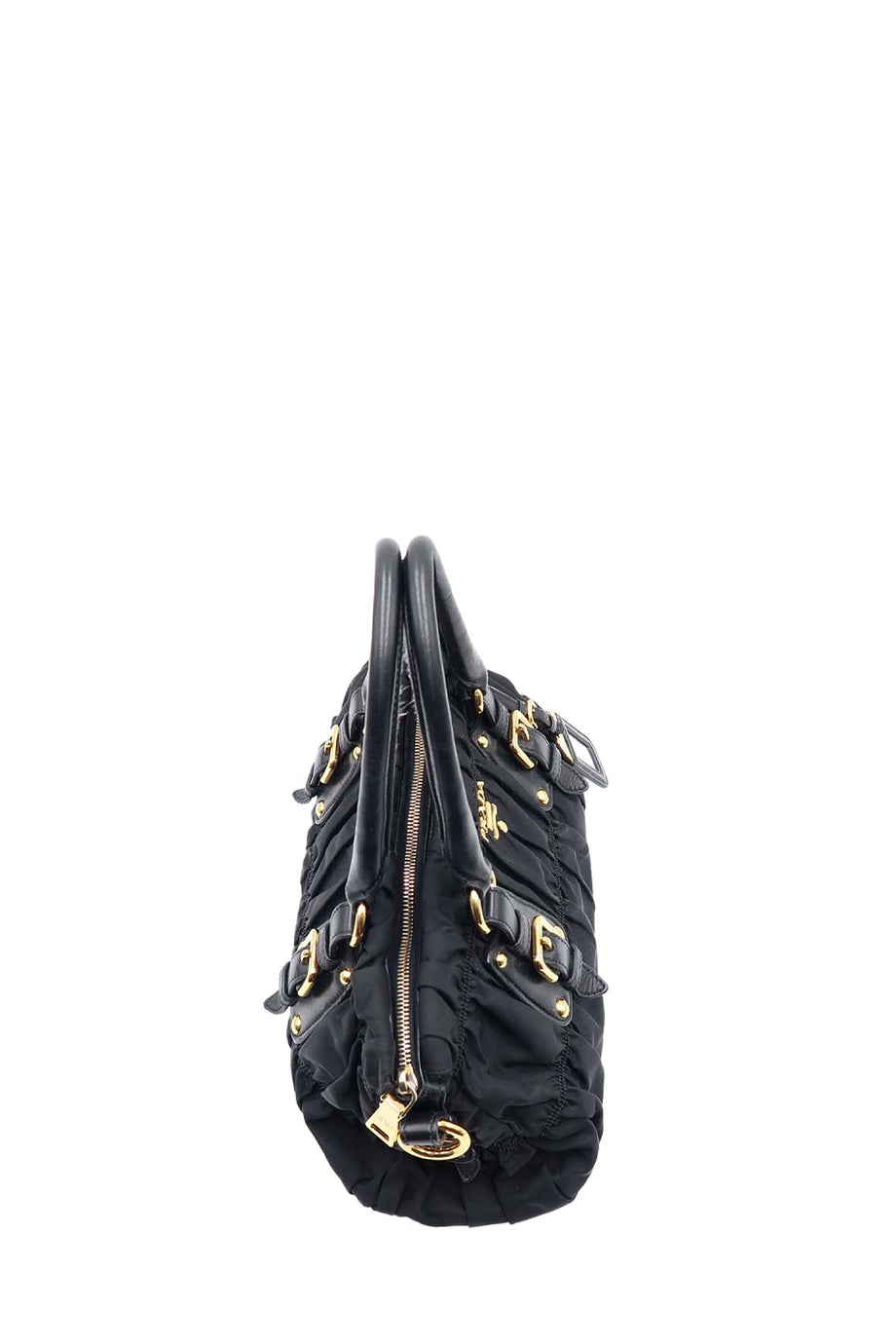 Prada Black Ruched Gaufre Bag - Ann's Fabulous Closeouts