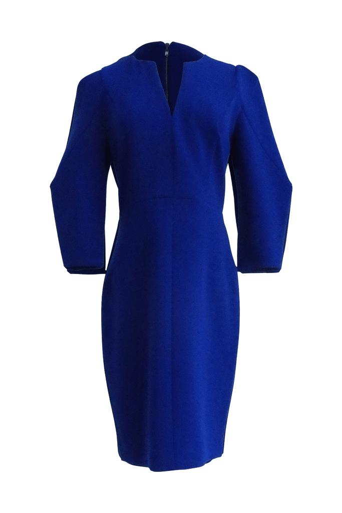 Cobalt Blue Pin Neck  Dress - Second Edit