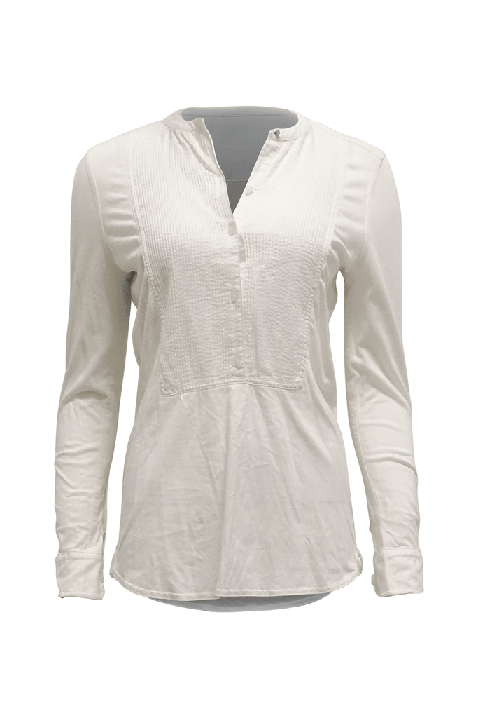 Front Ribbed Blouse in White - Second Edit