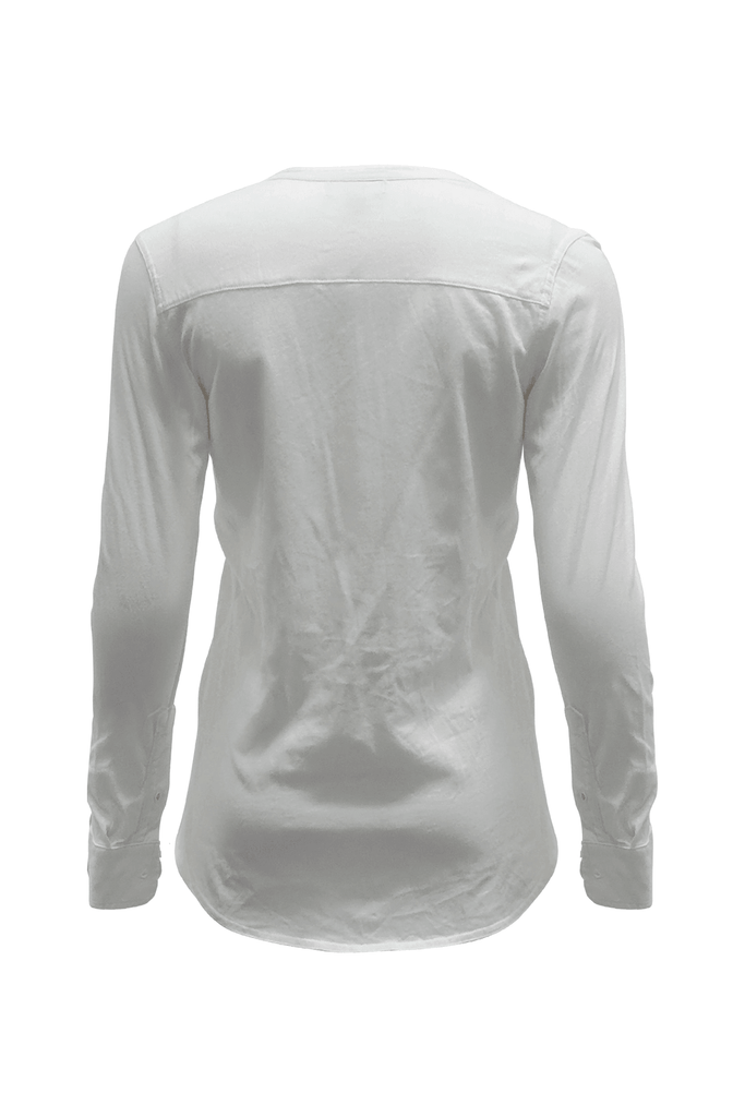 Front Ribbed Blouse in White - Second Edit