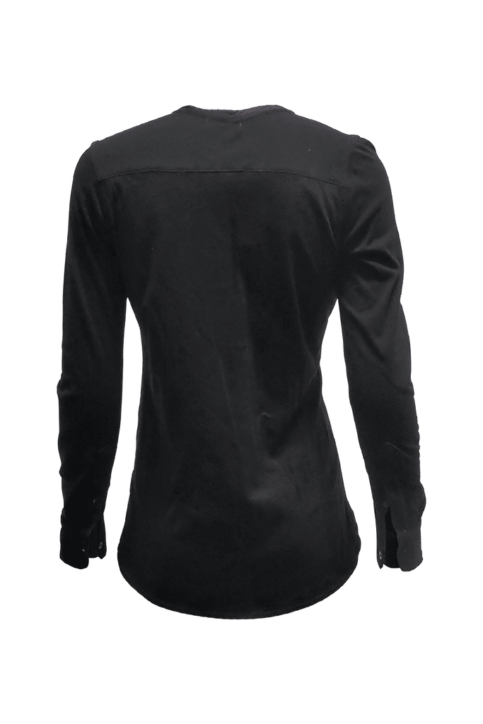 Front Ribbed Blouse in Black - Second Edit