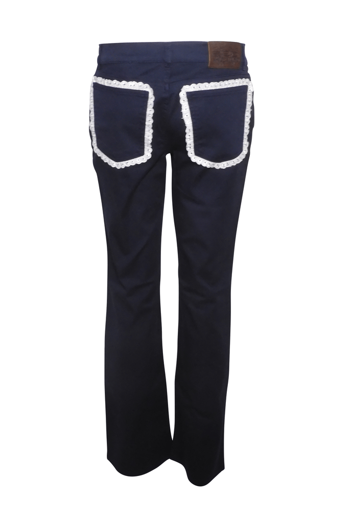 Red Valentino Navy Pants with Crochet Trim - Style Theory Shop