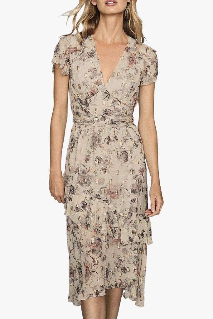 Shop preloved and authentic Audrey-Lurex Print Midi Clothing by Reiss from Second Edit in {{ shop.address.country }}