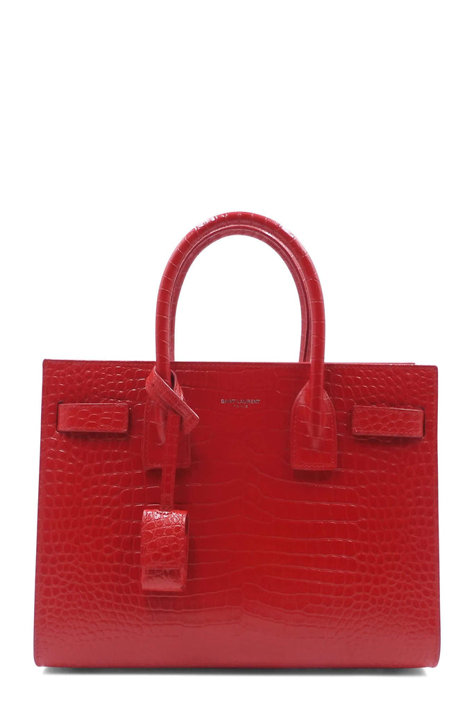 Saint Laurent Classic Baby Sac De Jour Crocodile Embossed Red - Style Theory Shop