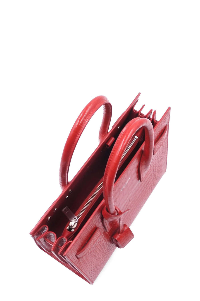 Saint Laurent Classic Baby Sac De Jour Crocodile Embossed Red - Style Theory Shop