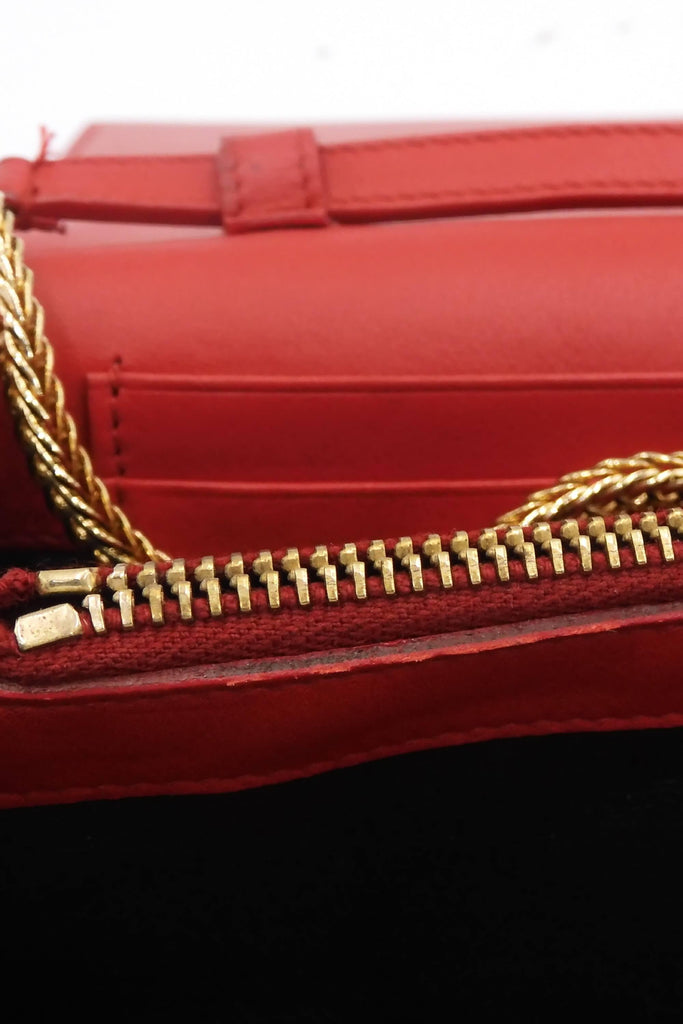 Saint Laurent Classic Y Ligne Wallet on Chain Red - Style Theory Shop