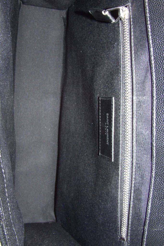 Saint Laurent Large Monogram Studded Envelope Bag with Silver Hardware Black - Style Theory Shop