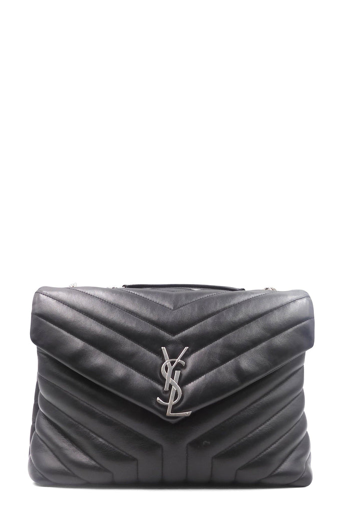 Saint Laurent Loulou Medium Bag with Silver Hardware Black - Style Theory Shop