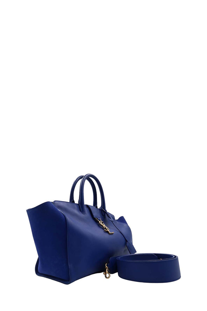 YSL Navy Downtown Baby Cabas Monogram Leather Suede