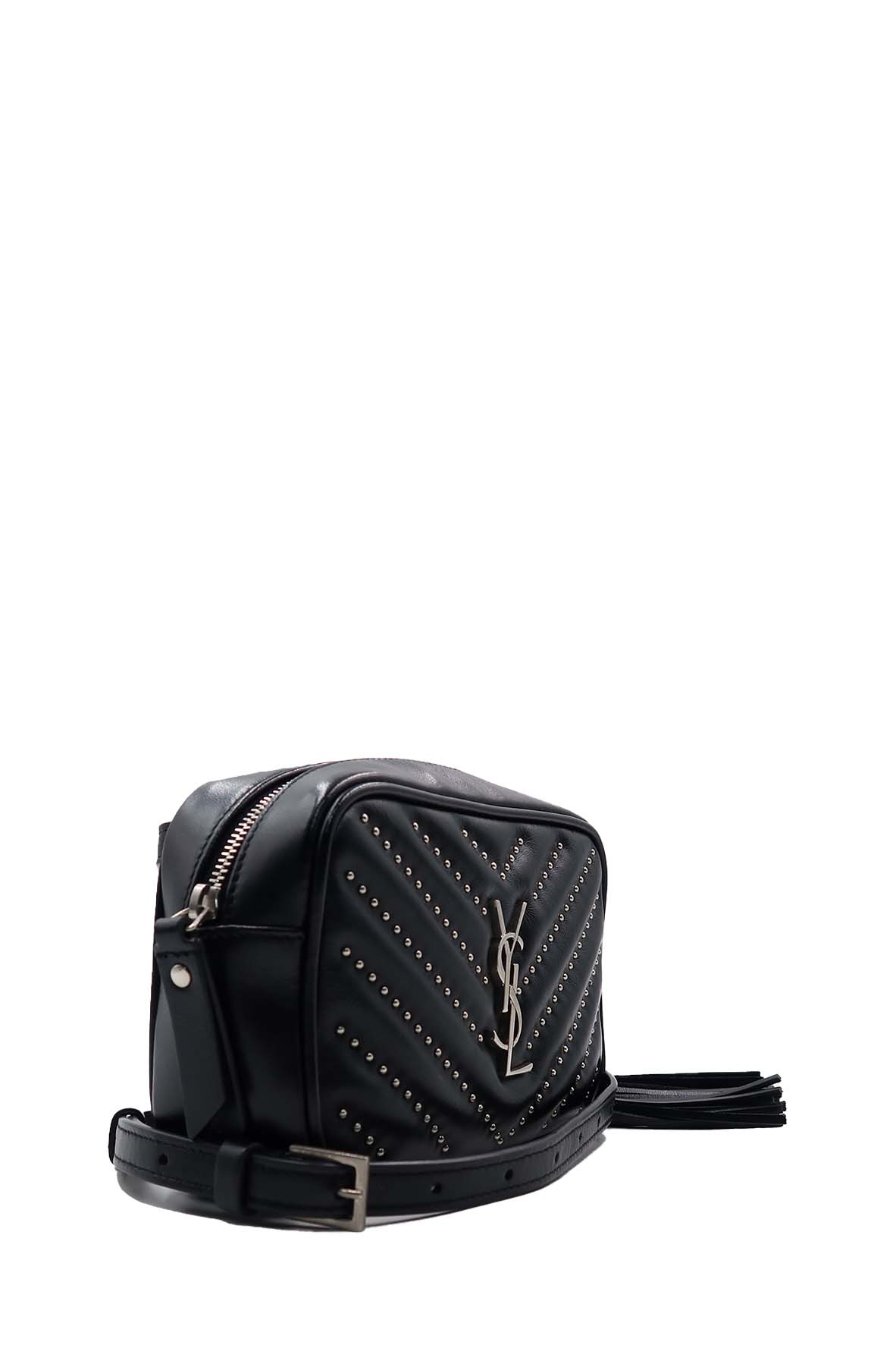 Saint Laurent Black Quilted Studded Lou Belt Bag