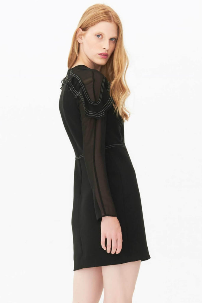 Moonage Frilled Chiffon and Crepe Dress - Second Edit