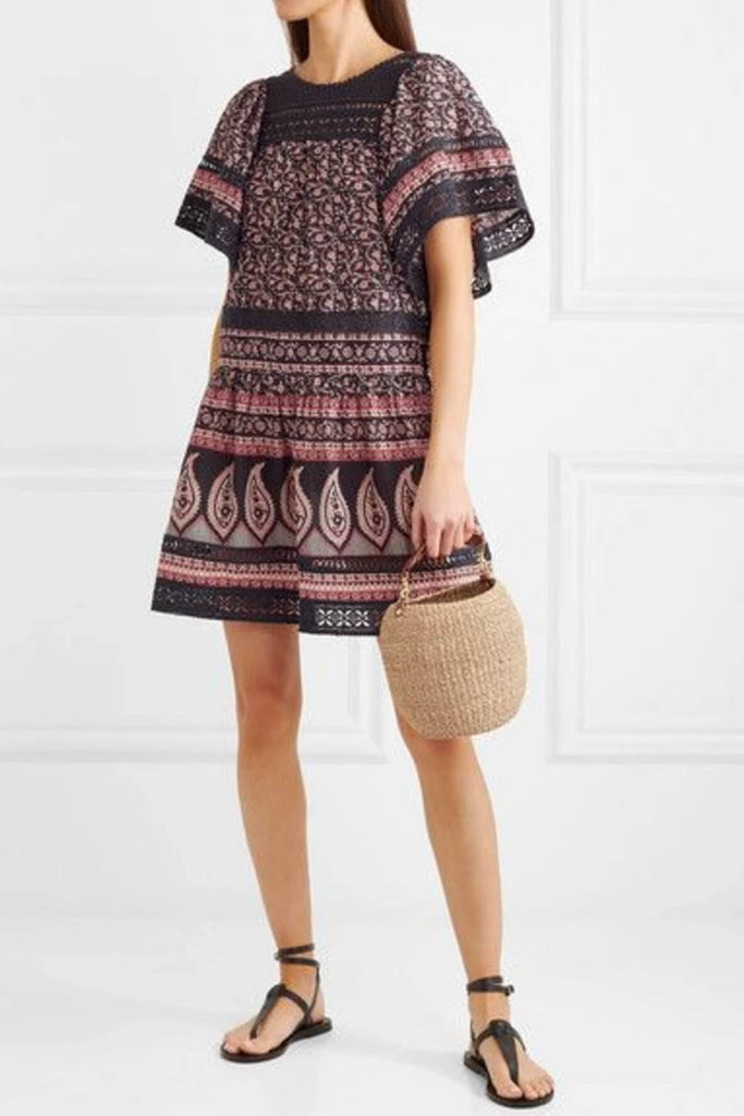 Shop preloved and authentic Aurora Crochet Panel Printed Dress Clothing by Sea New York from Second Edit in {{ shop.address.country }}