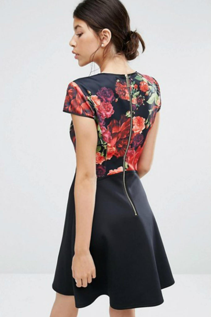 Juxtapose Rose Skater Dress - Second Edit