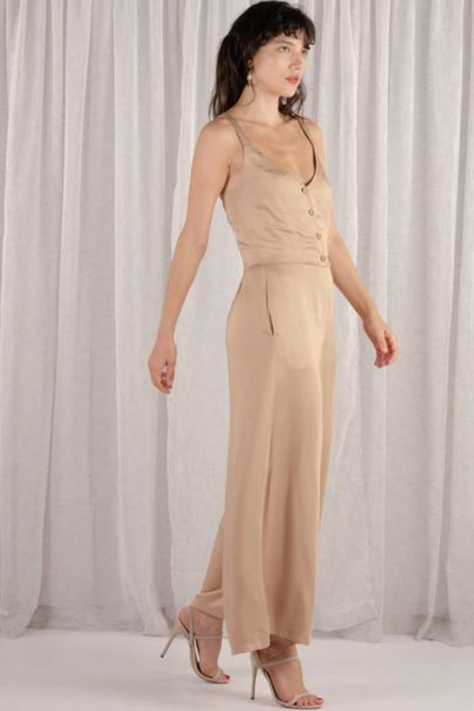 Shop preloved and authentic Amber Front Button Overall Jumpsuit in Latte Clothing by The Rushing Hour from Second Edit