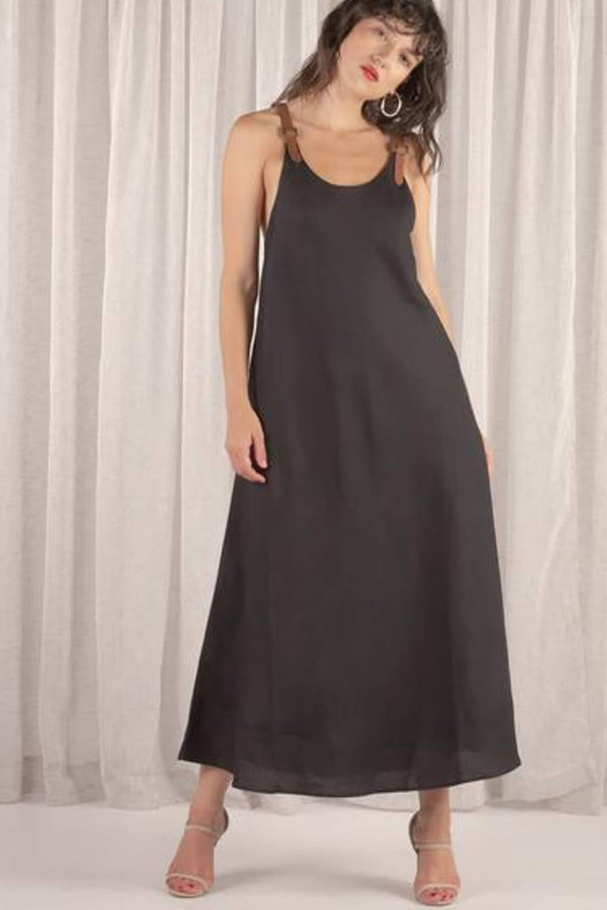 Young Blood Linen Swing Maxi Black - Second Edit