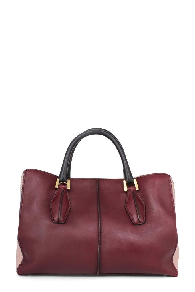 Tod's Small D-Cube Shopping Tote Burgundy Rose - Style Theory Shop