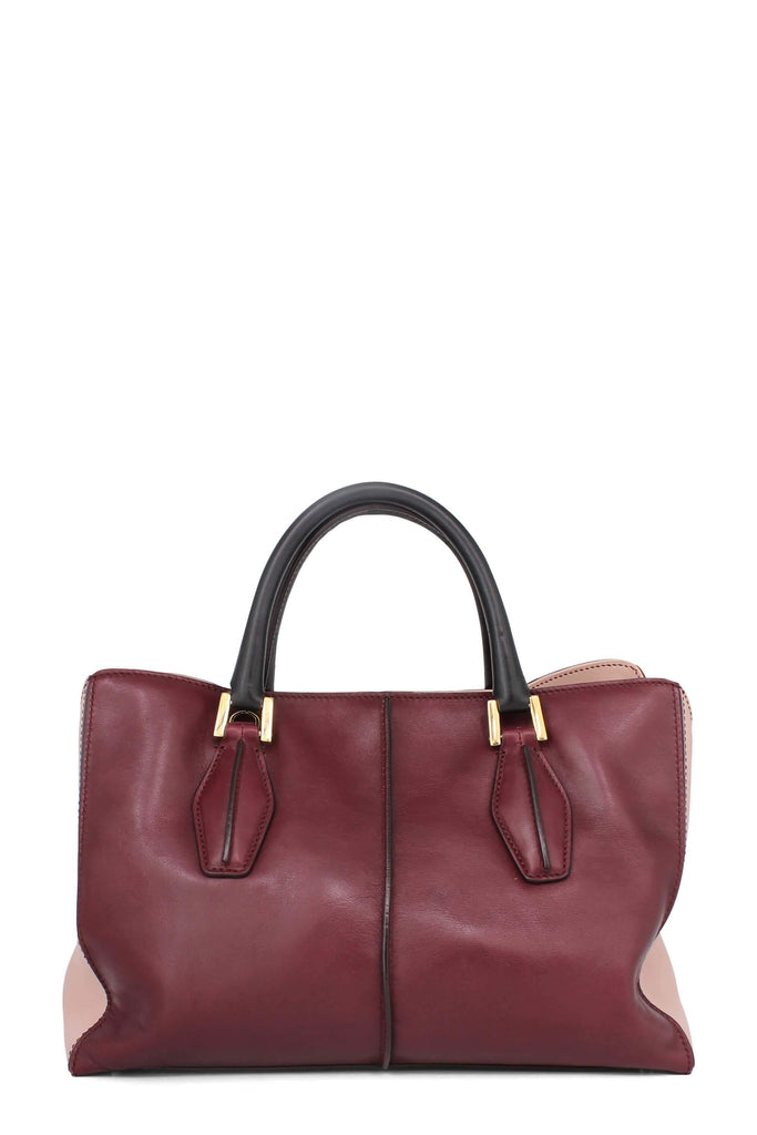 Tod's Small D-Cube Shopping Tote Burgundy Rose - Style Theory Shop